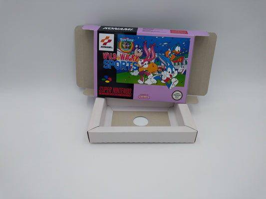 Tiny Toon Adventures: Wacky Sports Challenge - box with inner tray option - PAL or NTSC - SNES - thick cardboard as in the original.