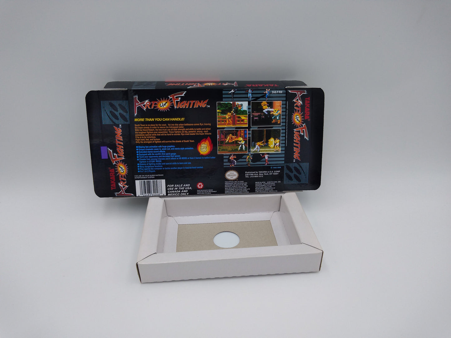 Art of Fighting - box with inner tray option - PAL or NTSC - SNES - thick cardboard as in the original.