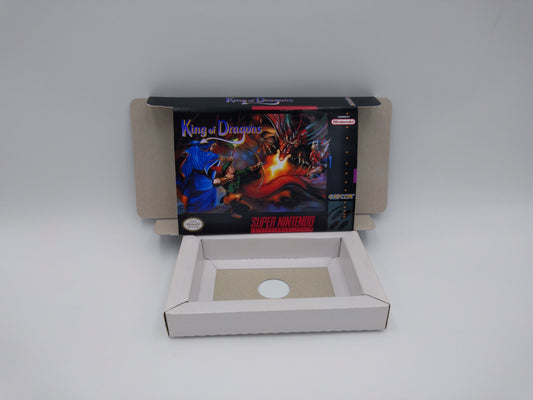 King of Dragons, The - box with inner tray option - SNES - NTSC or PAL - thick cardboard as in the original.