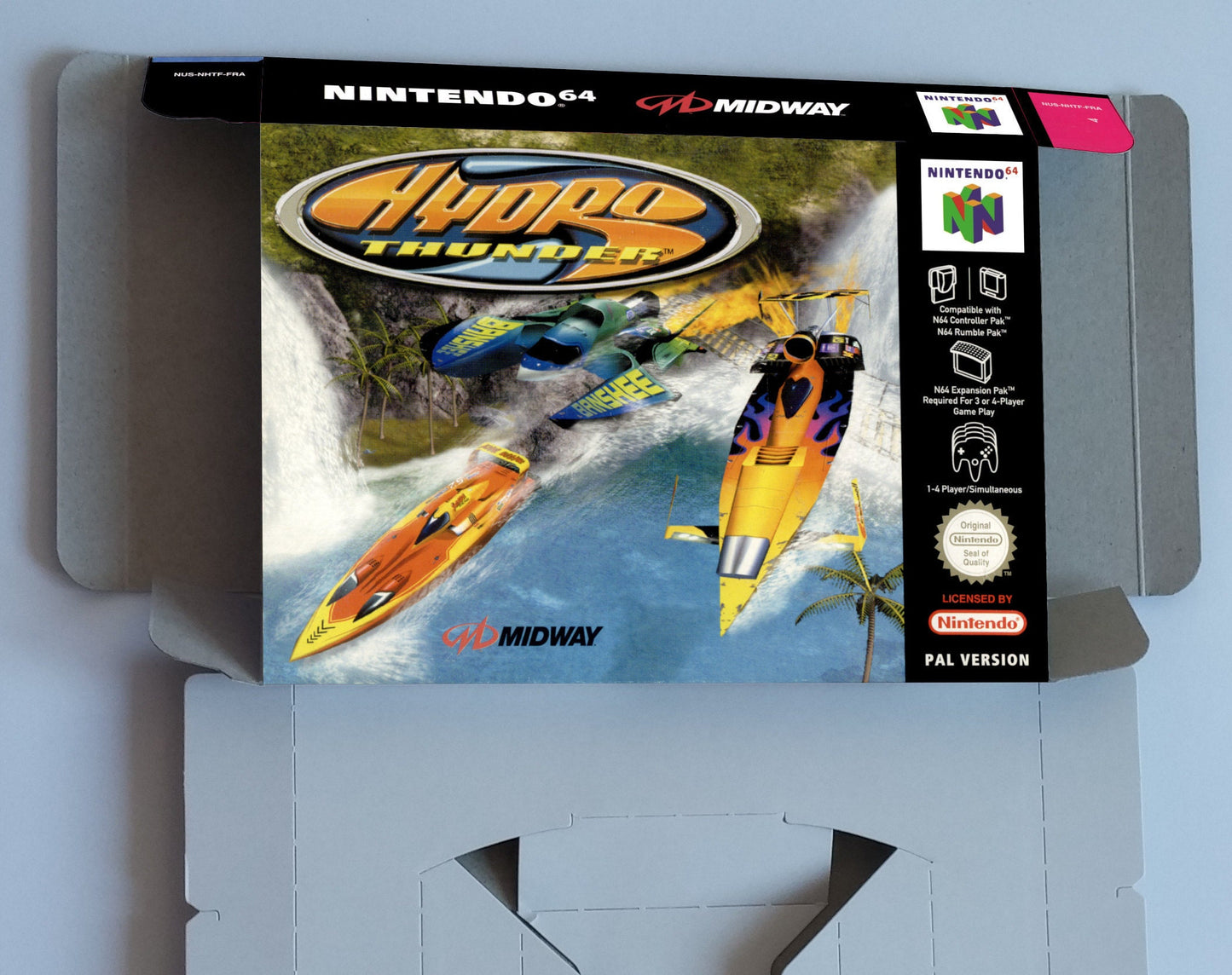 Hydro Thunder - box with inner tray option - Nintendo 64 - thick cardboard. Top Quality !!