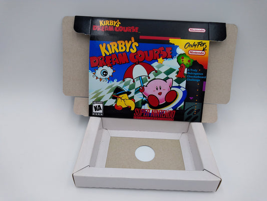 Kirby's Dream Course - box with inner tray option - PAL or NTSC region -  Super Nintendo/ SNES- thick cardboard.