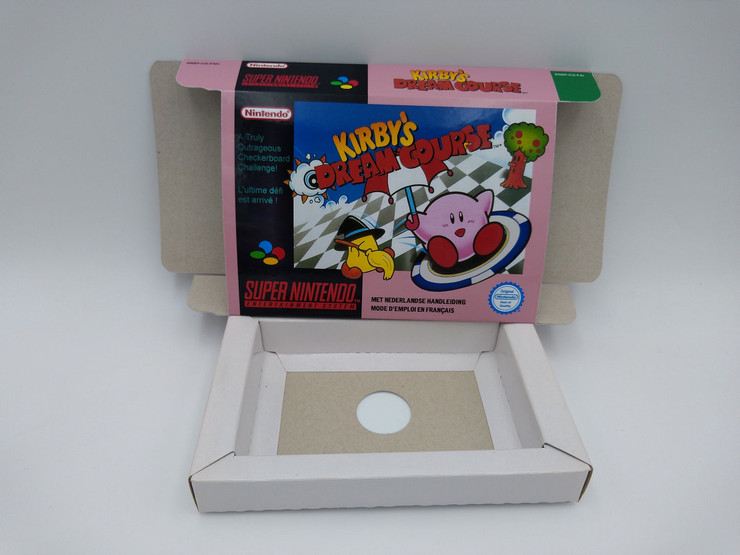 Kirby's Dream Course - box with inner tray option - PAL or NTSC region -  Super Nintendo/ SNES- thick cardboard.