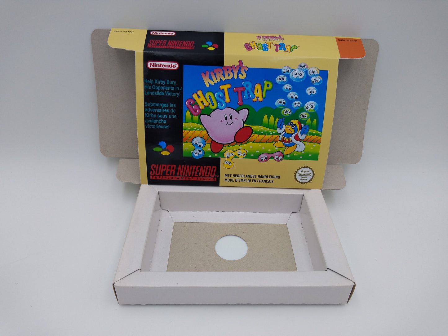 Kirby's ghost trap - box with inner tray option -  Super Nintendo/ SNES- thick cardboard. HQ !