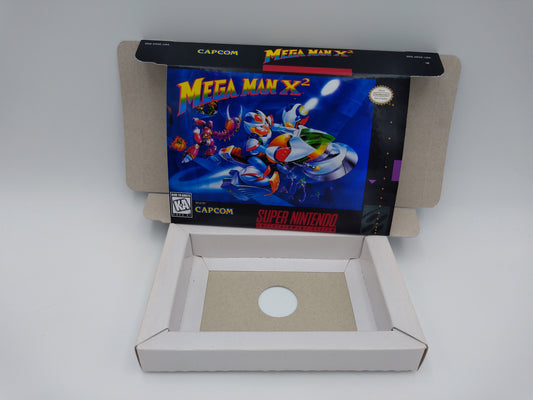 Mega Man X2 - box with inner tray option - PAL or NTSC region -  Super Nintendo/ SNES- thick cardboard.