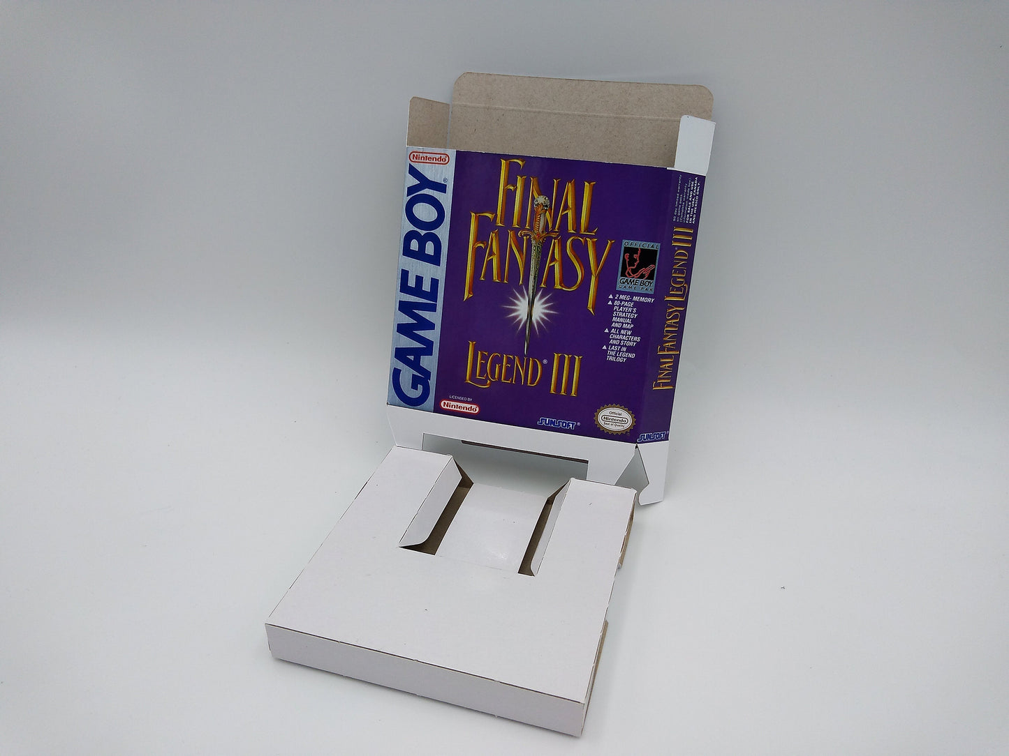 Final Fantasy Legend III - GameBoy - box with inner tray option - thick cardboard. Top Quality !!