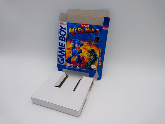 Mega Man III - GameBoy - NTSC or PAL - box with inner tray option - thick cardboard. Top Quality !!