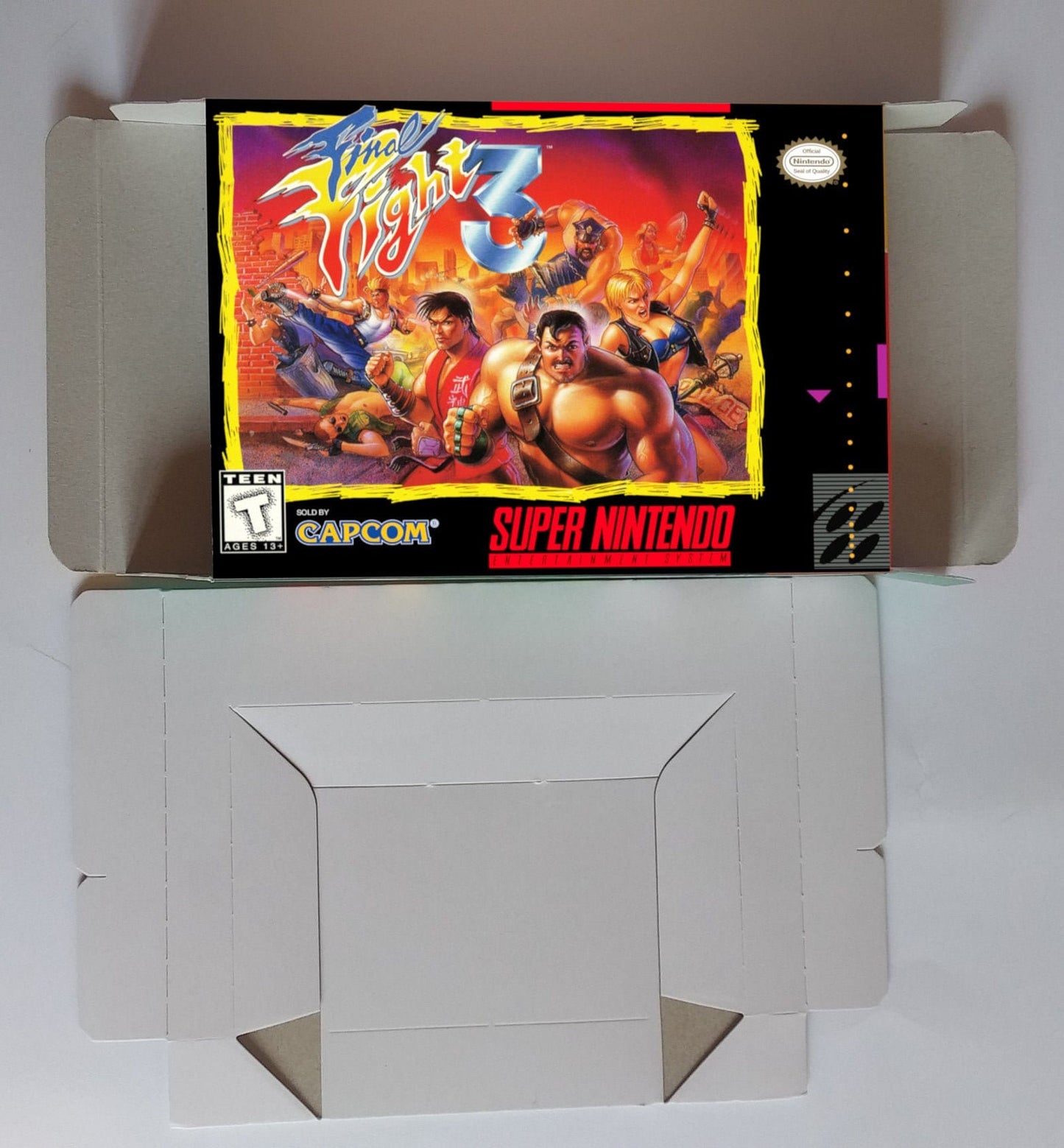 Final Fight 3 - box with inner tray option - NTSC - Super Nintendo/ SNES - thick cardboard.