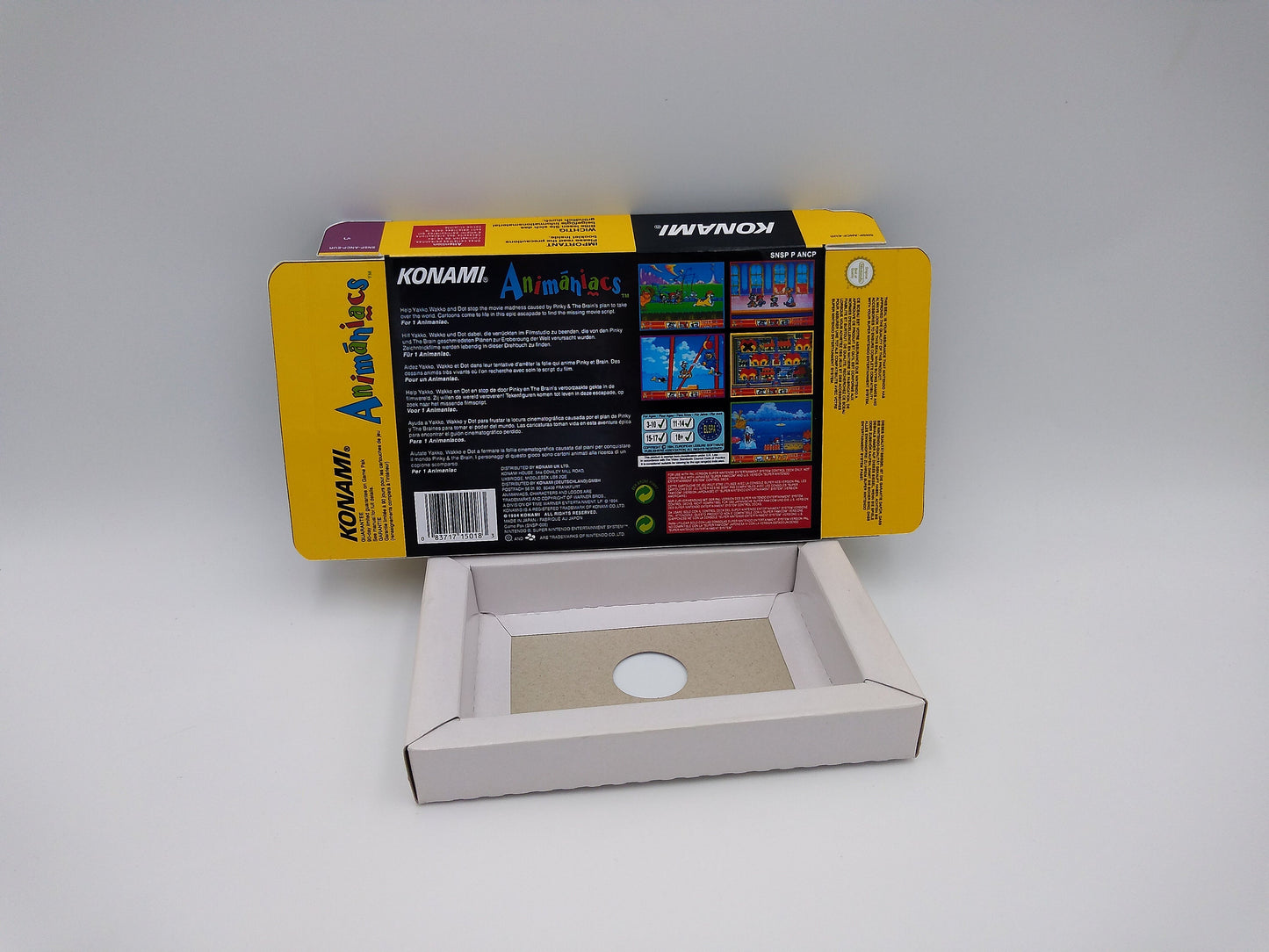 Animaniacs - box with inner tray option - NTSC or PAL - Super Nintendo/ SNES- thick cardboard.