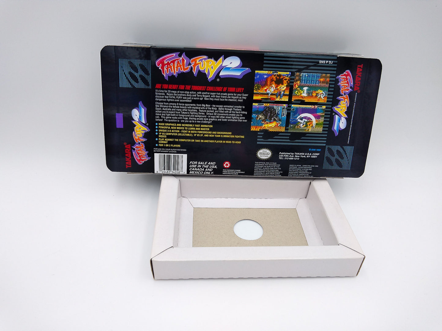 Fatal Fury 2 - box with inner tray option - SNES - thick cardboard as in the original. HQ !