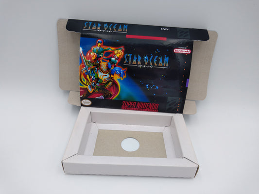 Star Ocean - box with inner tray option - Super Nintendo/ SNES - thick cardboard. HQ !