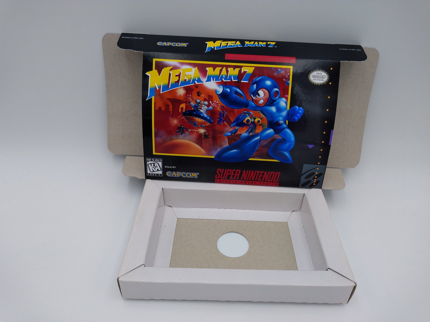 Mega Man 7 - PAL or NTSC - box with inner tray option - SNES - thick cardboard as in the original. Top Quality !