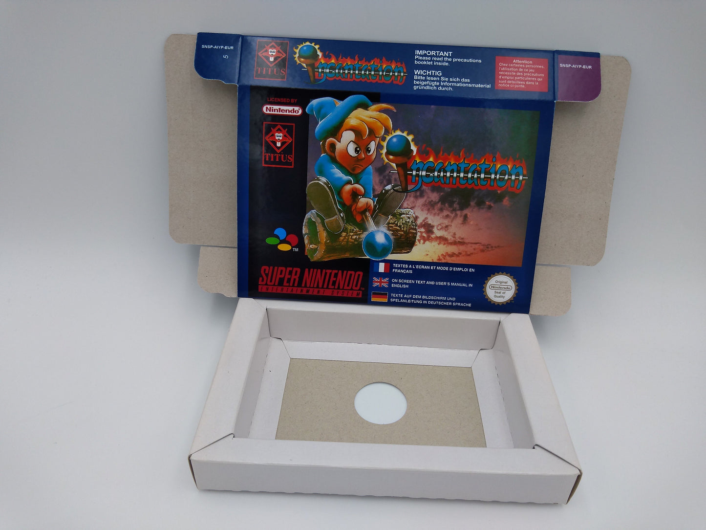 Incantation - box with inner tray option - SNES - thick cardboard as in the original. Top Quality !