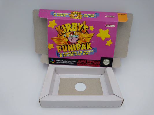 Kirby's Fun Pak - box with inner tray option - SNES - thick cardboard as in the original. Top Quality !