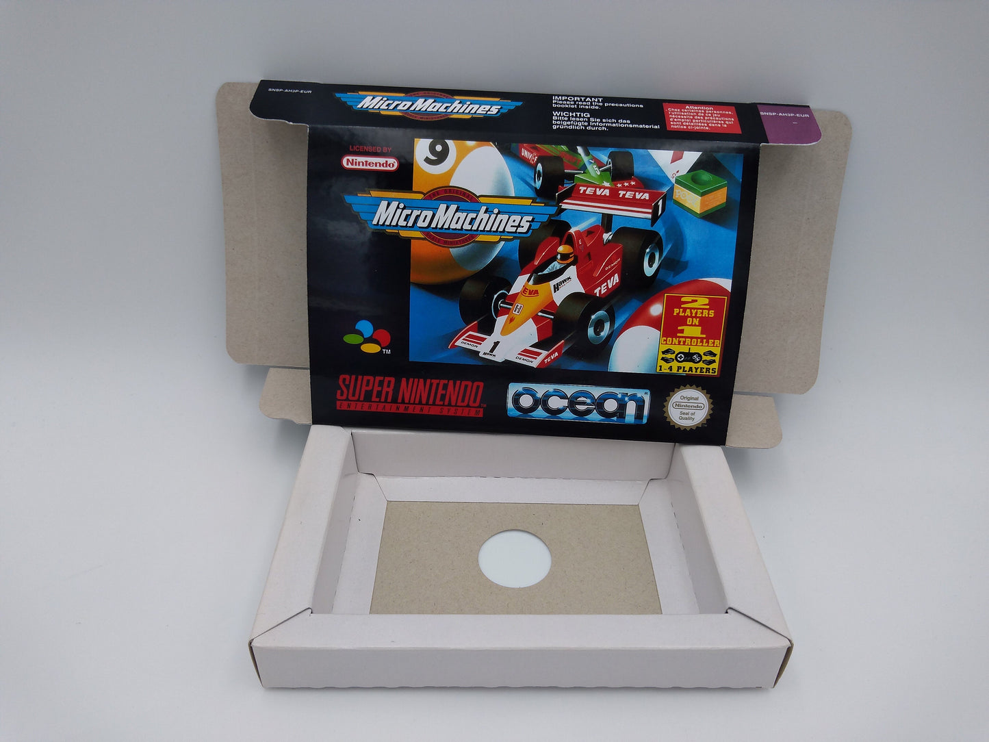 Micro Machines - box with inner tray option - SNES - thick cardboard as in the original. Top Quality !