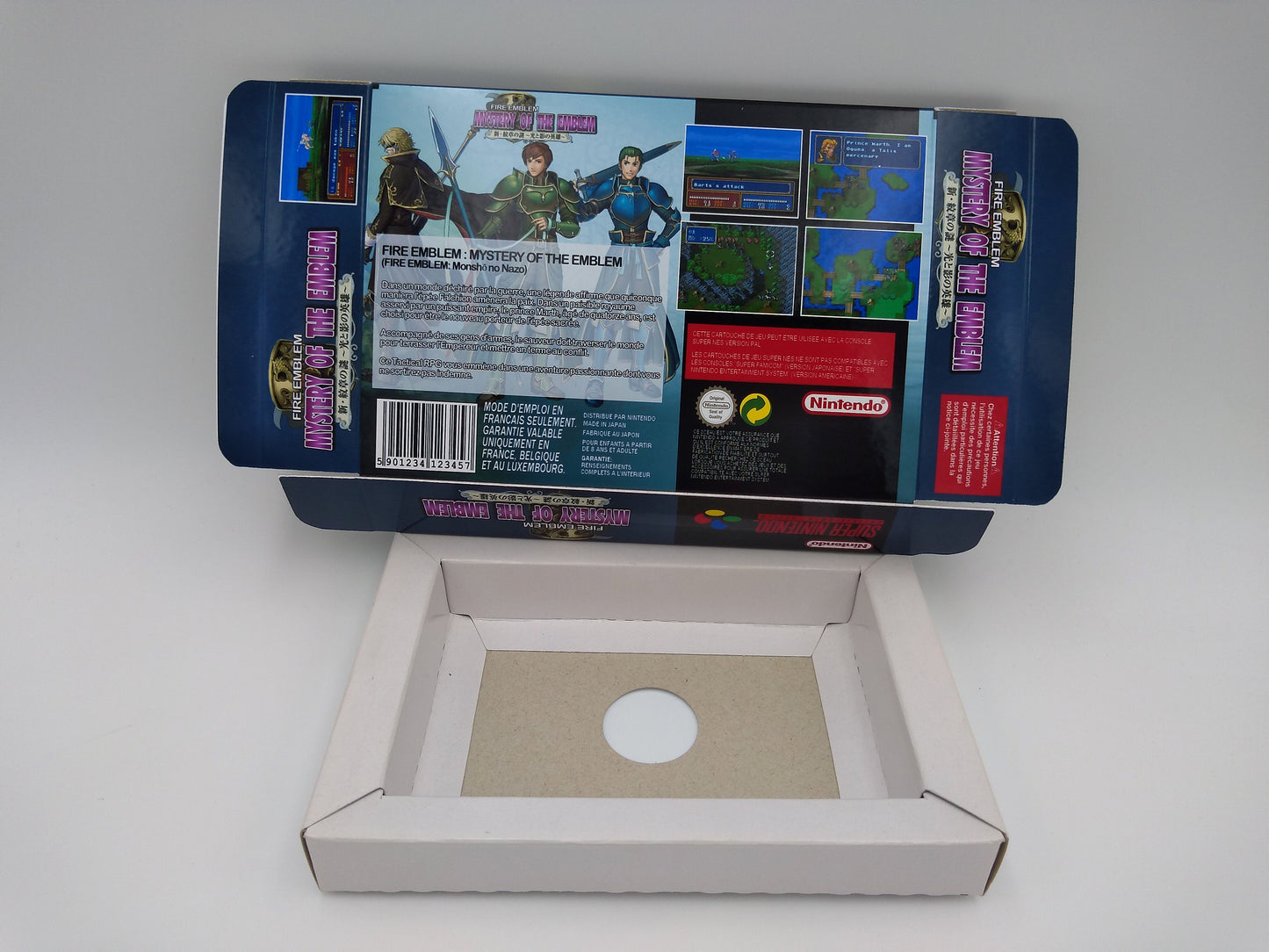 Fire Emblem Mystery of the Emblem - box with inner tray option - SNES - thick cardboard as in the original. Top Quality !