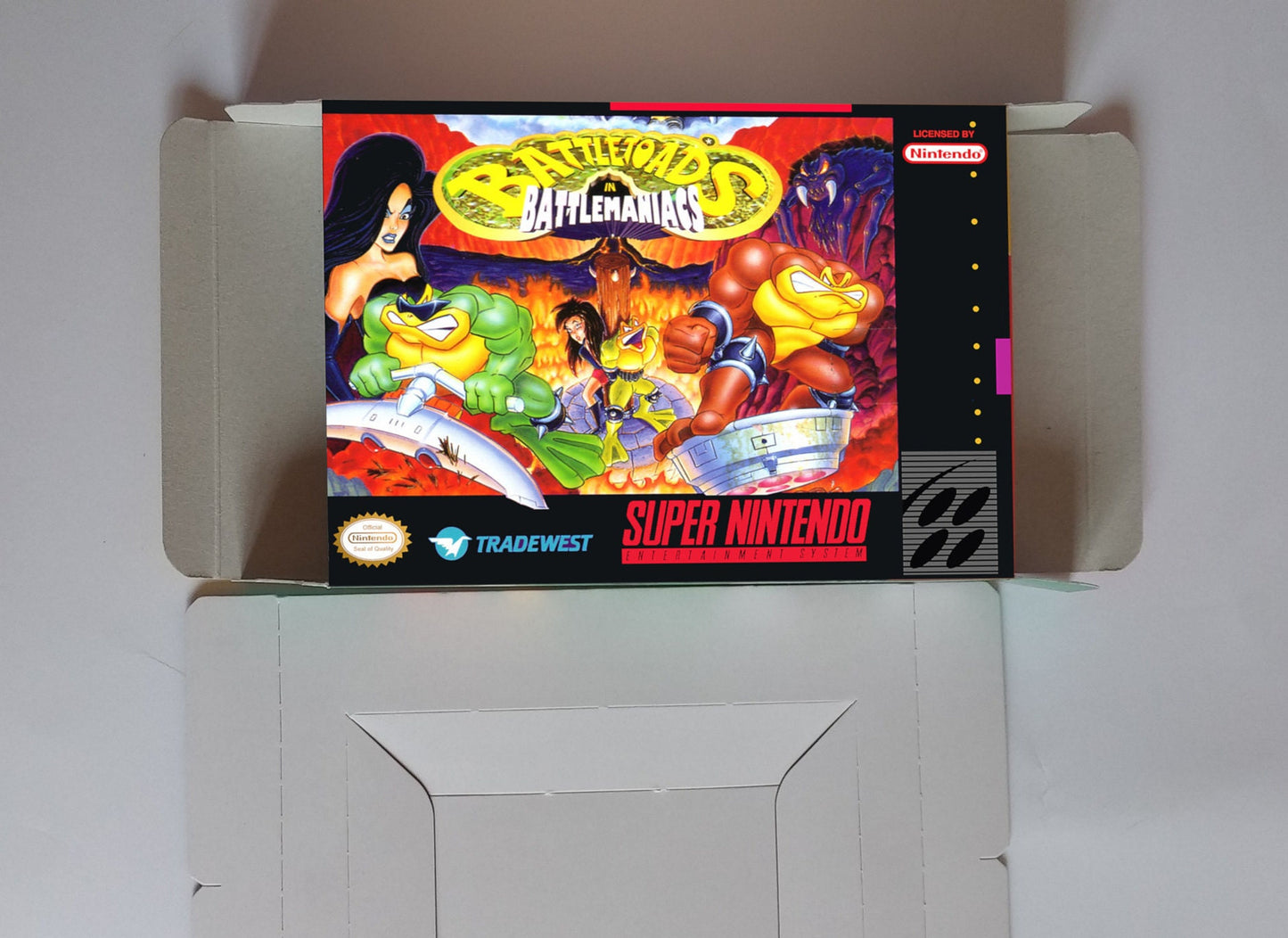 Battletoads in Battlemaniacs - box with inner tray option - NTSC or PAL - Super Nintendo/ SNES - thick cardboard.