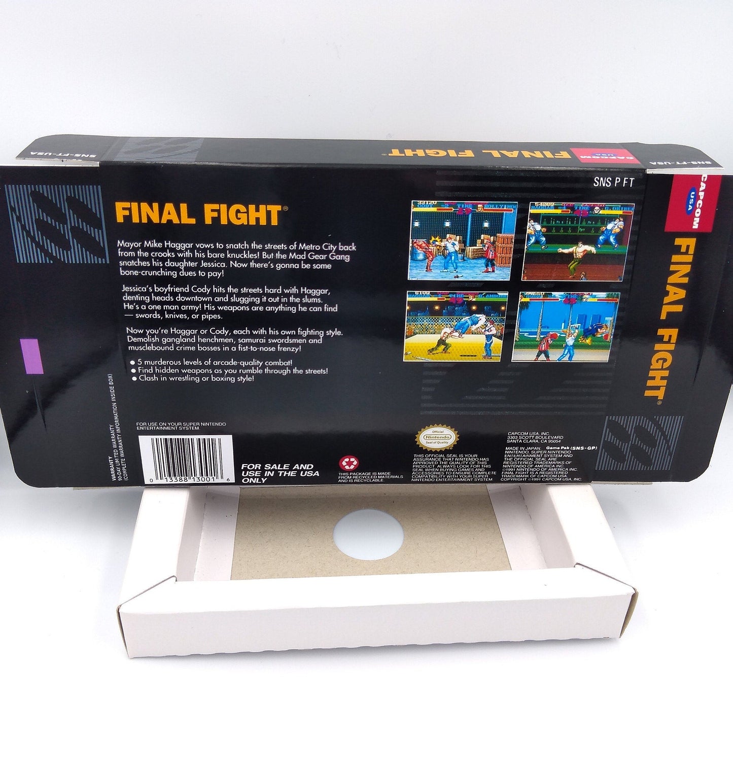 Final Fight - NTSC or PAL - box with inner tray option - SNES - thick cardboard as in the original.