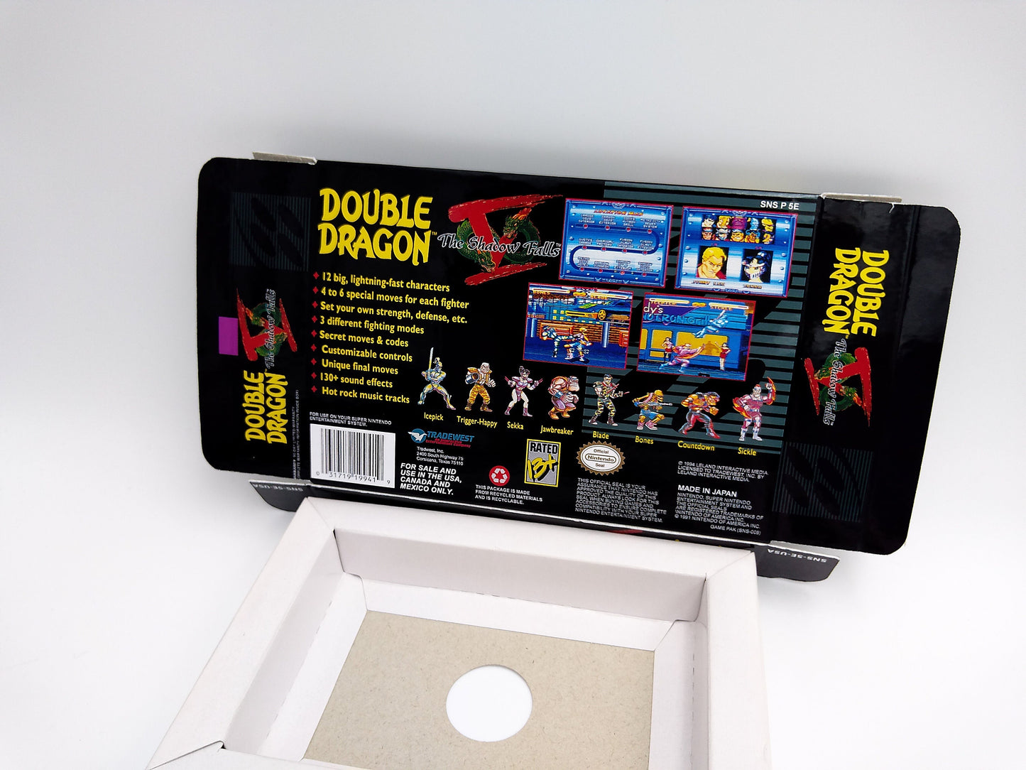 Double dragon V the Shadow Falls - box with inner tray option - NTSC - Super Nintendo/ SNES - thick cardboard.