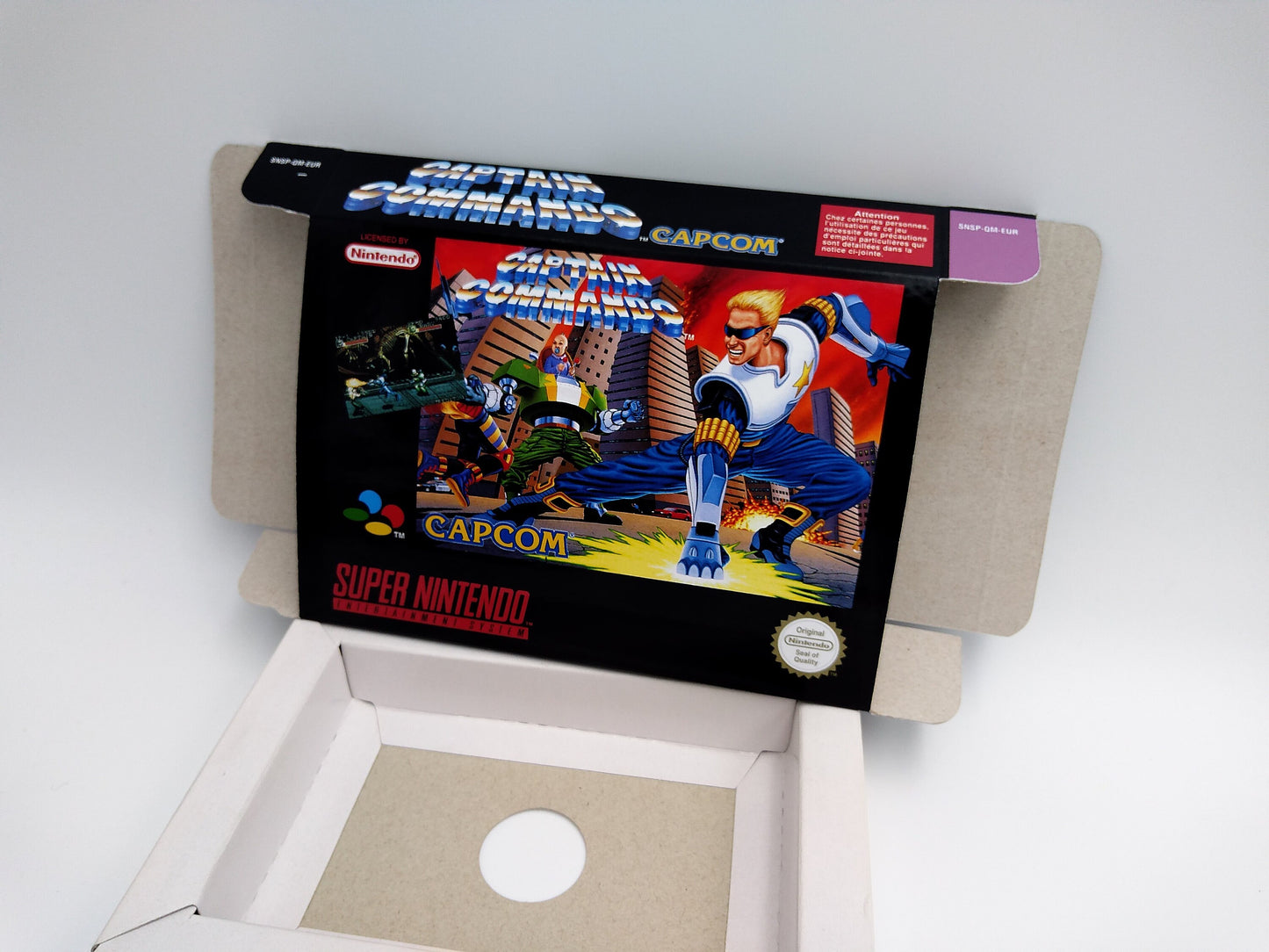 Captain Commando - PAL or NTSC -box with inner tray option - SNES - thick cardboard as in the original.