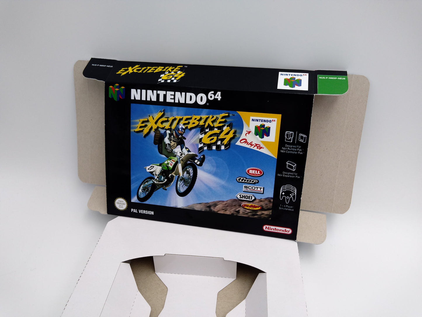 Excitebike 64 - NTSC or PAL - N64 - box replacement with inner tray option - thick cardboard as in the original. Top Quality !!