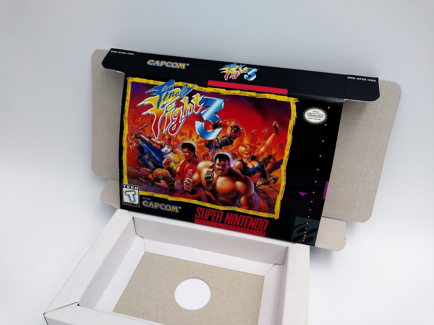 Final Fight 3 - box with inner tray option - NTSC - Super Nintendo/ SNES - thick cardboard.