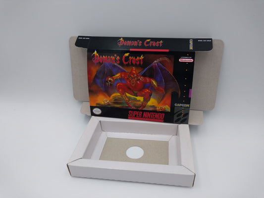 Demon's Crest - NTSC or PAL -box with inner tray option - SNES - thick cardboard as in the original.