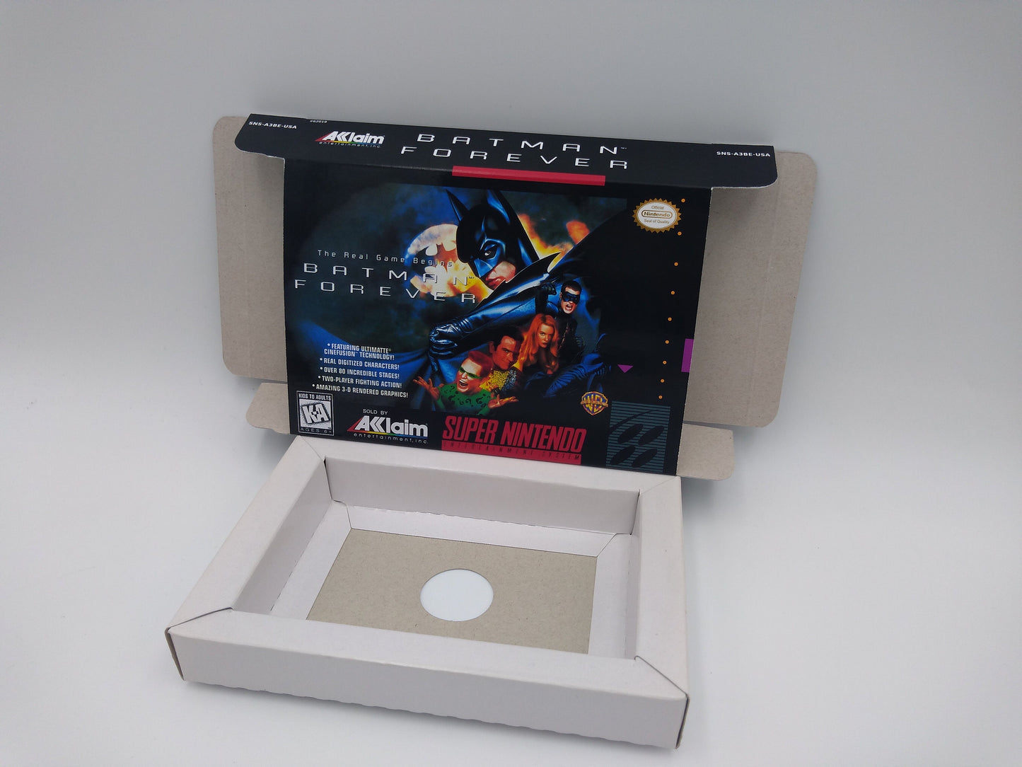 Batman Forever - box with inner tray option - NTSC or PAL - Super Nintendo/ SNES - thick cardboard.