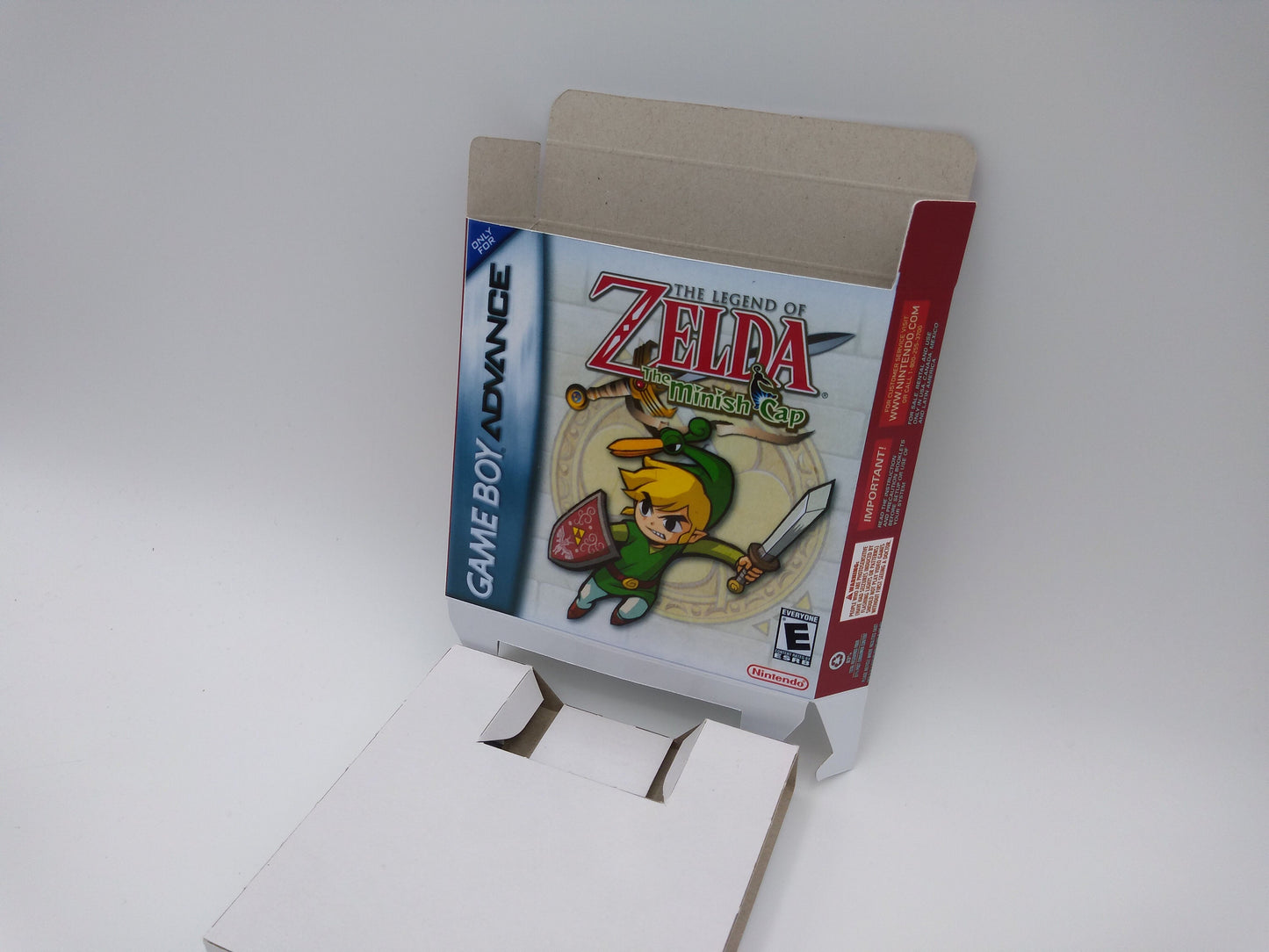 The Legend of Zelda The Minish Cap - GameBoy Advance - Replacement Box, Manual, Inner Tray - PAL or NTSC - thick cardboard. Top Quality !!