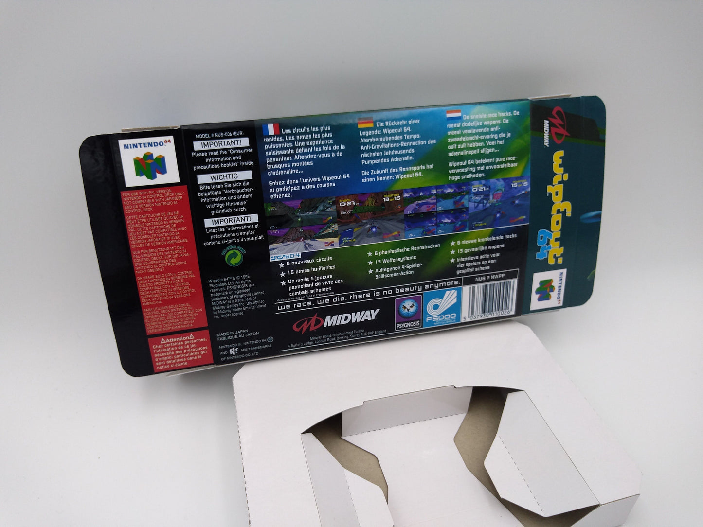 Wipeout 64 - box with inner tray option - PAL - Nintendo 64/ N64 - thick cardboard . Top Quality !!