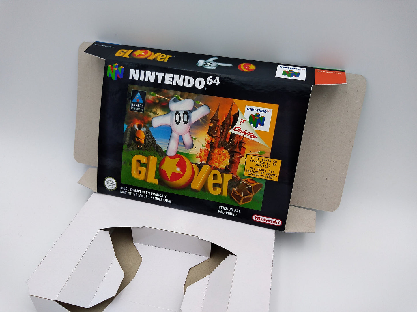 Glover - box with inner tray option - PAL or NTSC - Nintendo 64/ N64 - thick cardboard as in the original. HQ!