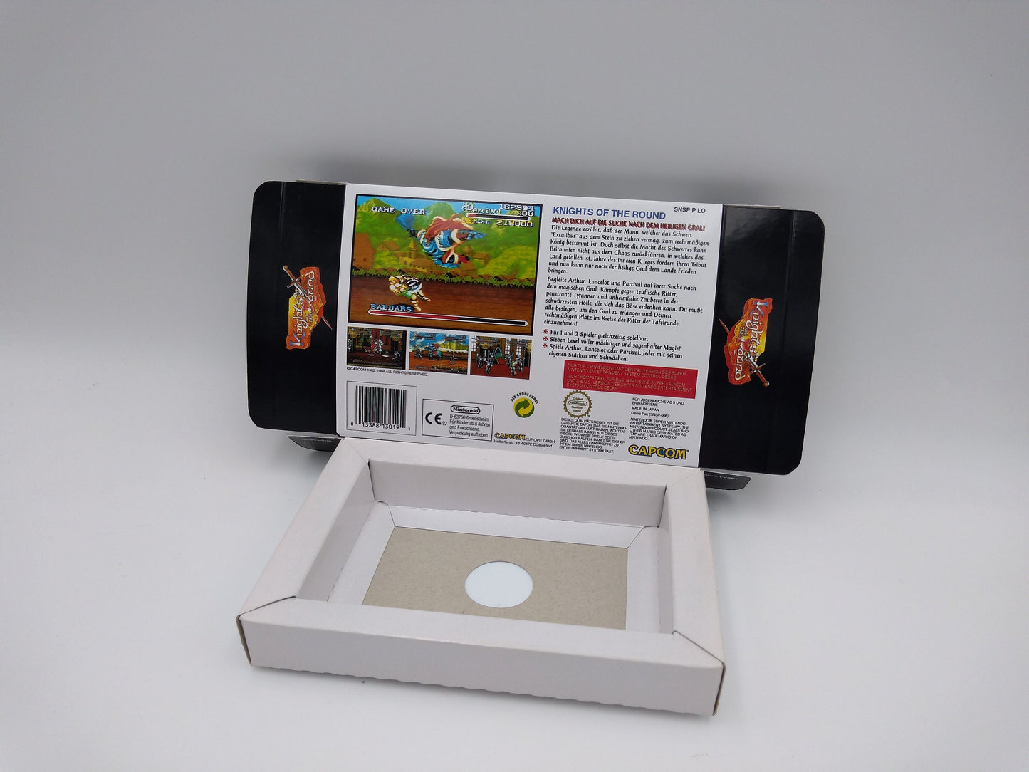 Knights of the Round - box with inner tray option - NTSC or PAL - Super Nintendo/ SNES- thick cardboard.