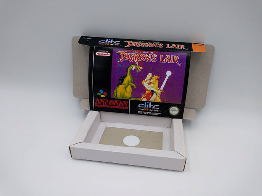 Dragon's Lair - box reproduction with inner tray option - Super Nintendo - thick cardboard as in the original.