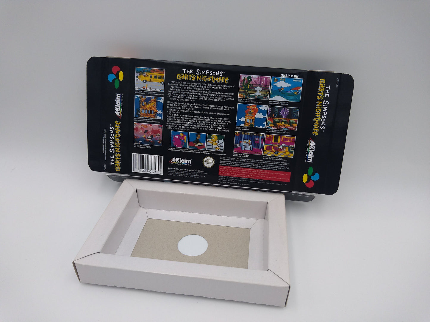 The Simpson's Barth's Nightmare - box with inner tray option - PAL or NTSC region -  Super Nintendo/ SNES- thick cardboard.