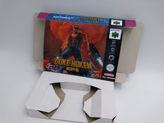 Duke Nukem 64 - box with inner tray option - NTSC or PAL - Nintendo 64 - thick cardboard. Top Quality !!
