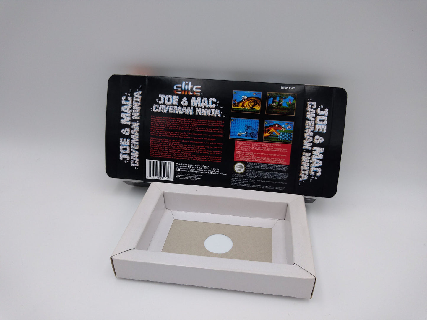 Joe & Mac: Caveman Ninjas - box reproduction with inner tray option - PAL or NTSC region - S - thick cardboard as in the original.