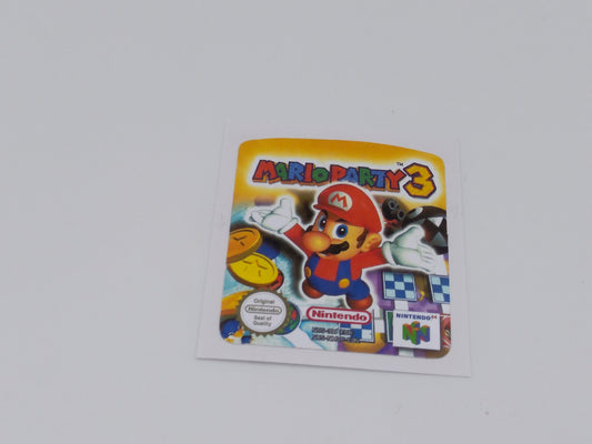 Mario Party 3 - Label/ Sticker for Nintendo 64 cartridge - replacement.