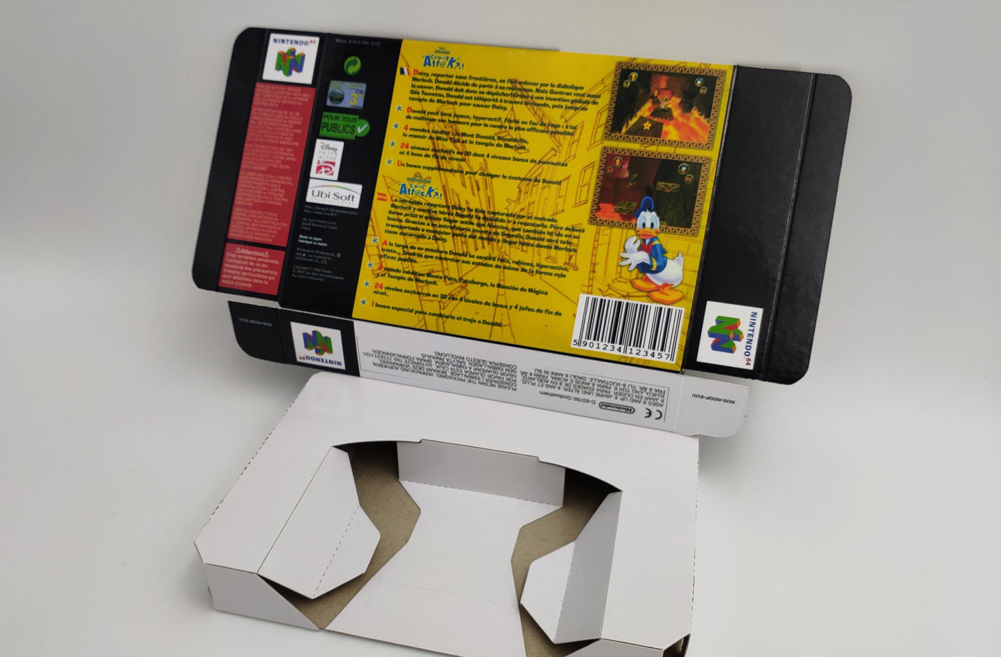 Donald Duck: Quack Attack - box with inner tray option - PAL - Nintendo 64/ N64 - thick cardboard as in the original. Top Quality !!