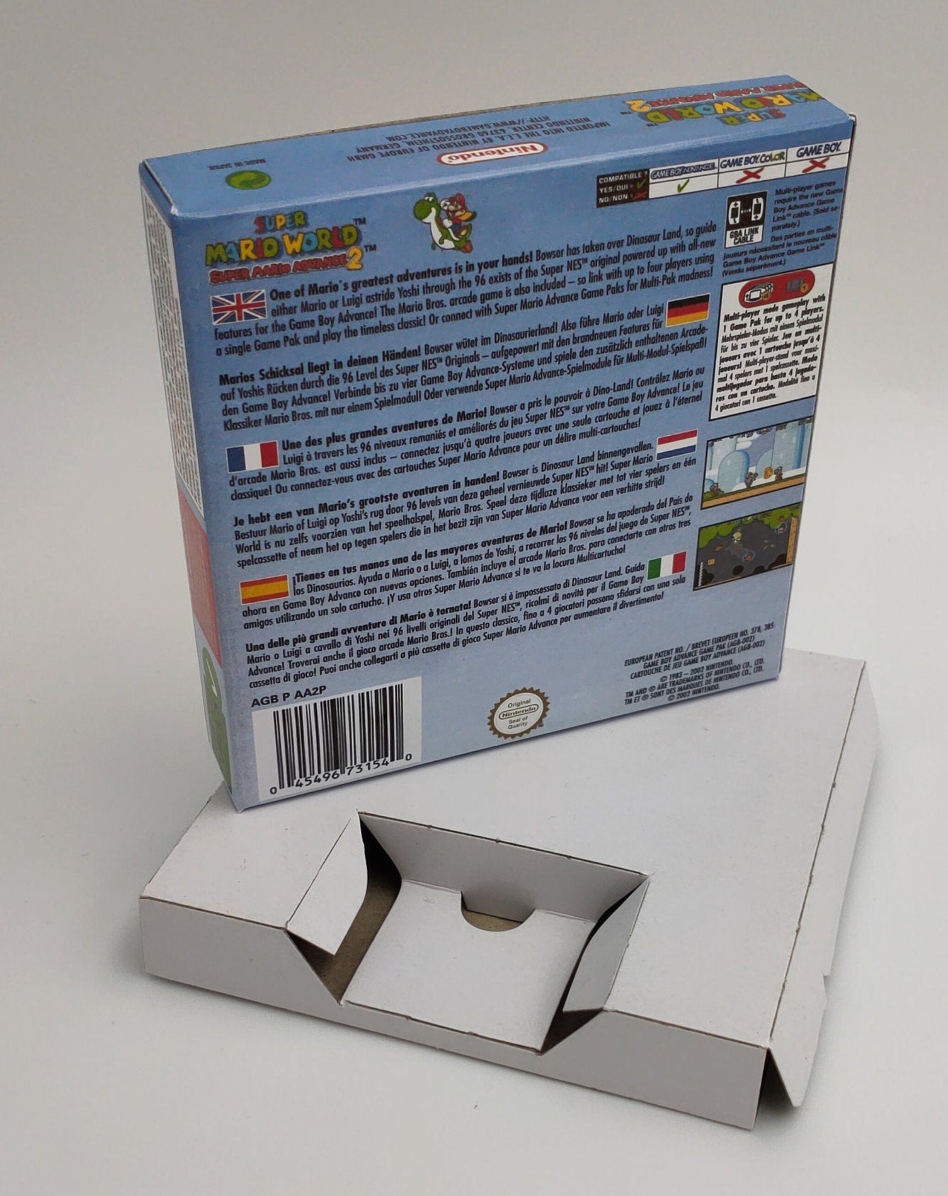 Super Mario Advance 2: Super Mario World - GameBoy Advance - box with inner tray option - PAL or NTSC - thick cardboard. Top Quality !!