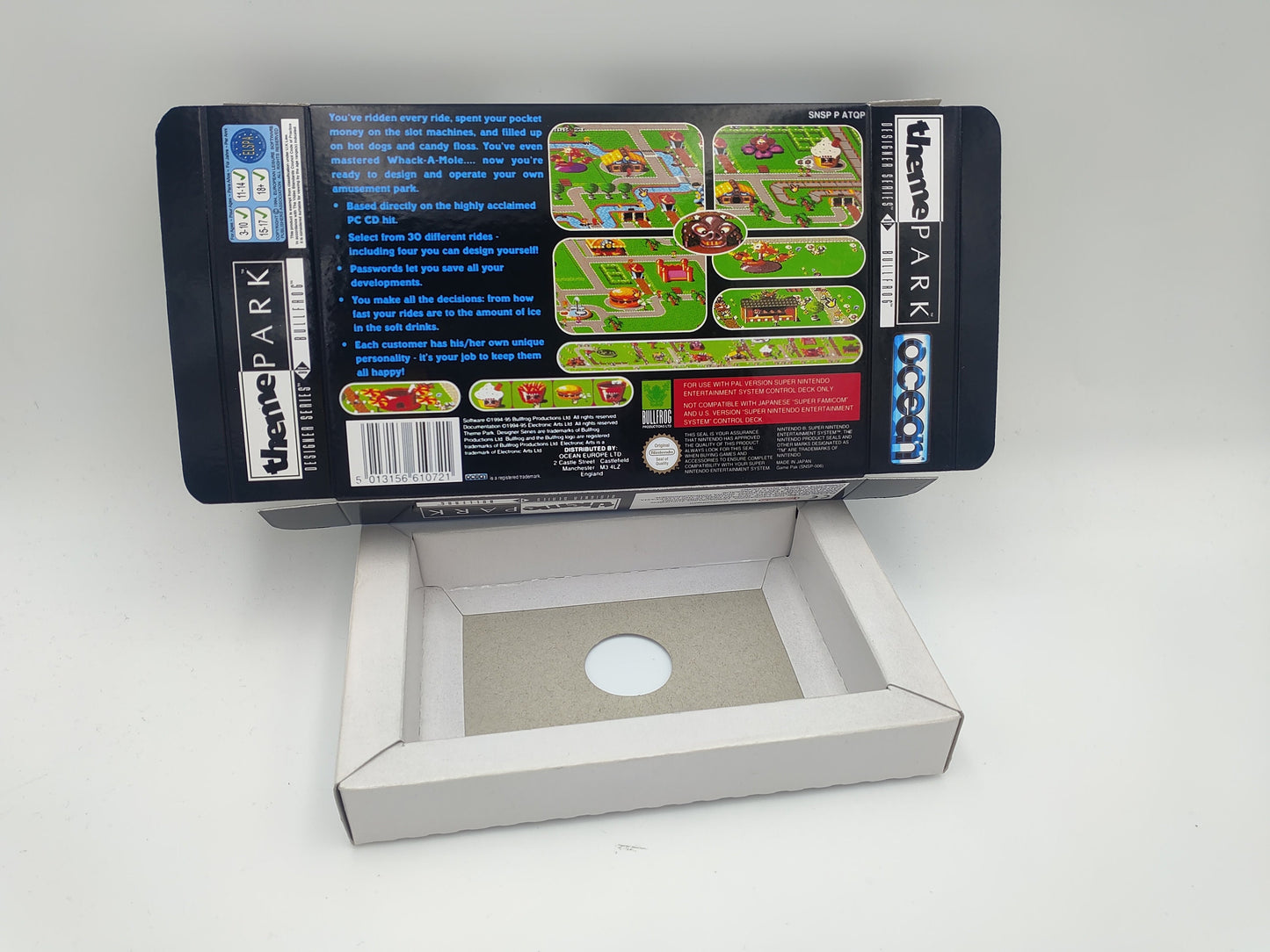 Theme Park - box with inner tray option - SNES - thick cardboard as in the original.