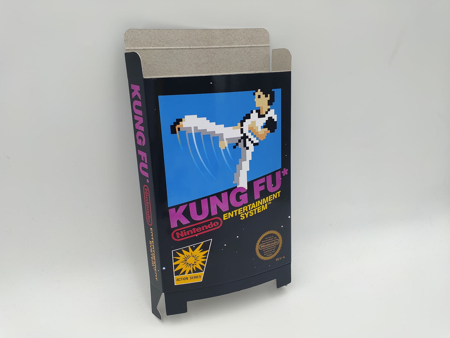 Kung Fu - Box Replacement, Dust Cover, Block - NES - NTSC or PAL - thick cardboard as in the original. Top Quality !