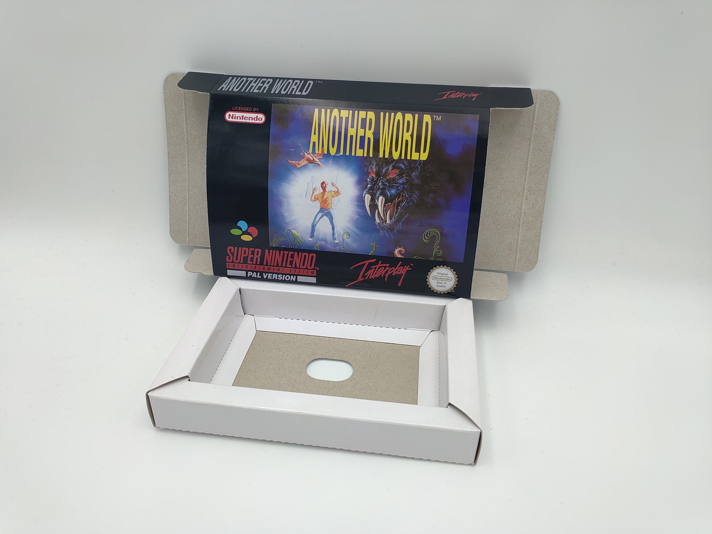 Another World - PAL or NTSC - box with inner tray option - SNES - thick cardboard as in the original. Top Quality !!