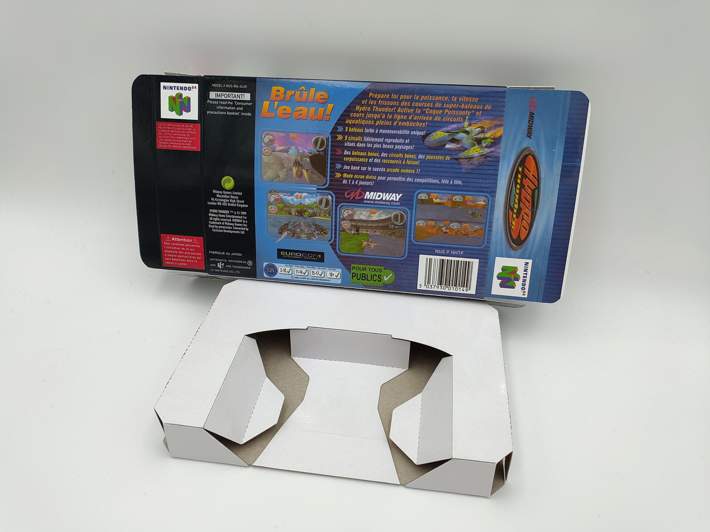 Hydro Thunder - box with inner tray option - Nintendo 64 - thick cardboard. Top Quality !!