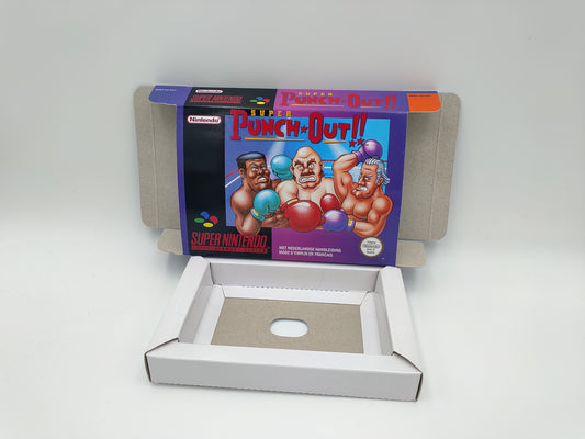 Super Punch Out - box with inner tray option  - NTSC or PAL - SNES - thick cardboard as in the original. Top Quality !