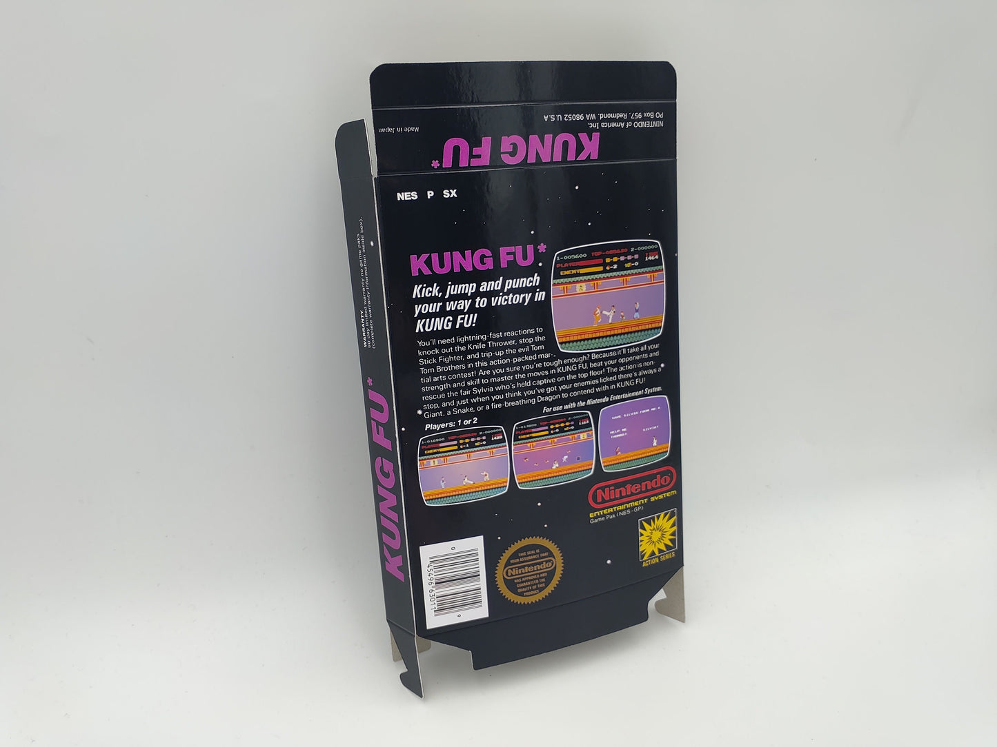 Kung Fu - Box Replacement, Dust Cover, Block - NES - NTSC or PAL - thick cardboard as in the original. Top Quality !