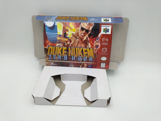 Duke Nukem Zero Hour - box with inner tray option - NTSC or PAL - Nintendo 64 - thick cardboard. Top Quality !!