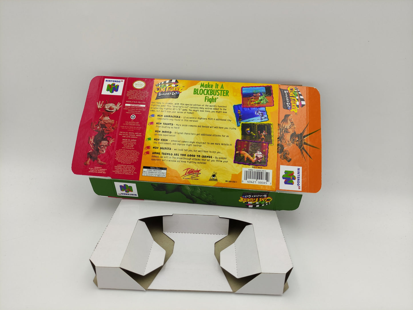 Clay Fighter Sculptor's Cut - box with inner tray option - NTSC or PAL - Nintendo 64 - thick cardboard. Top Quality !!