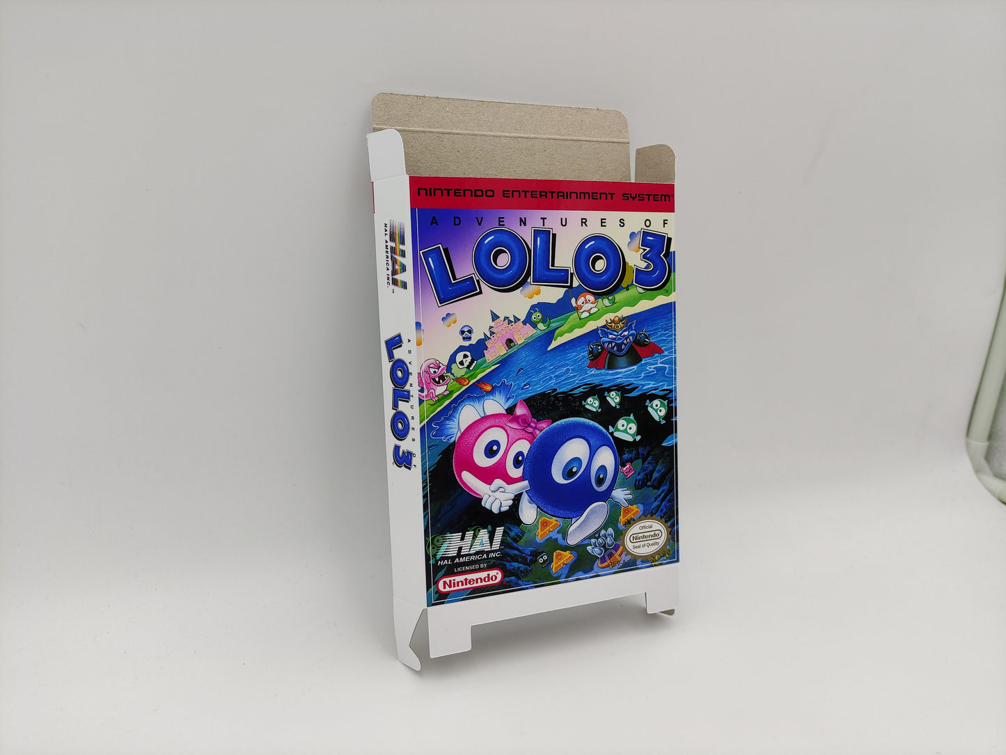 Adventures of Lolo 3 - Box Replacement, Dust Cover, Block - NES - thick cardboard as in the original. Top Quality !