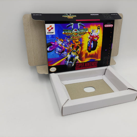 Biker Mice from Mars - Box with inner tray option - NTSC or PAL Region - SNES - thick cardboard as in the original. Top Quality !