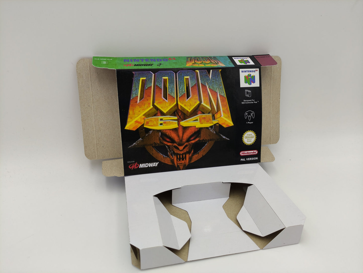 Doom 64 - box inner tray insert option - NTSC, PAL - Nintendo 64 - thick cardboard. Top Quality !!