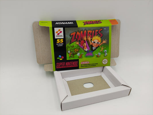 Zombies - PAL - box with inner tray option - SNES - thick cardboard as in the original.